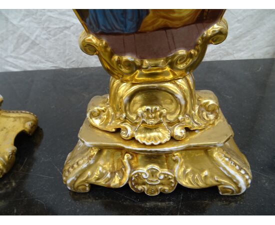 Coppia di vasi dorati e finemente dipinti di bella dimensione Luigi FIlippo 1860