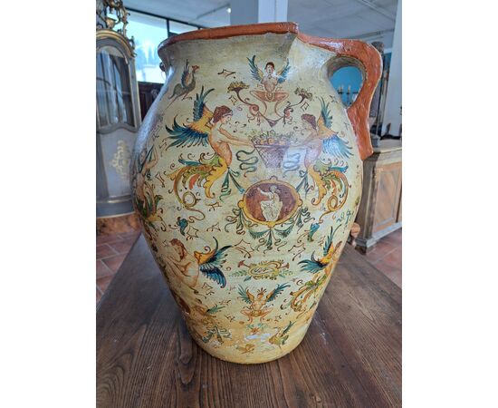 Vaso in terracotta dipinto dell'Ottocento
