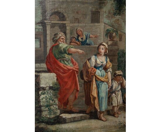 Coppia di dipinti ad olio su tela – Scene bibliche pastorali