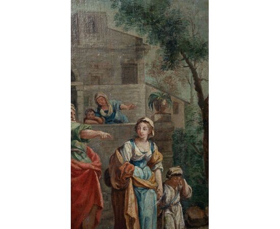Coppia di dipinti ad olio su tela – Scene bibliche pastorali