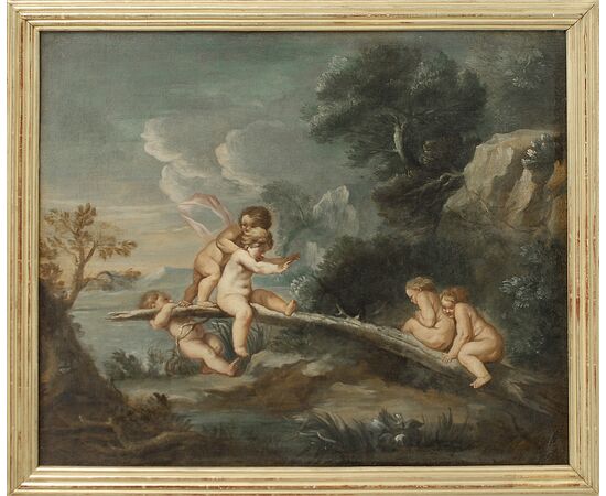 Claudio Francesco Beaumont, "Il gioco dell'altalena", olio su tela, cm.58x69