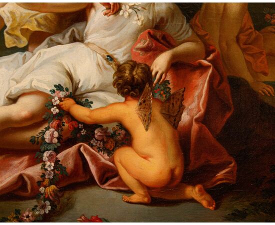 Antoine Coypel (Parigi, 1661 – 1722) (attr.), Zefiro e Flora e Cerere come allegoria della mietitura 
