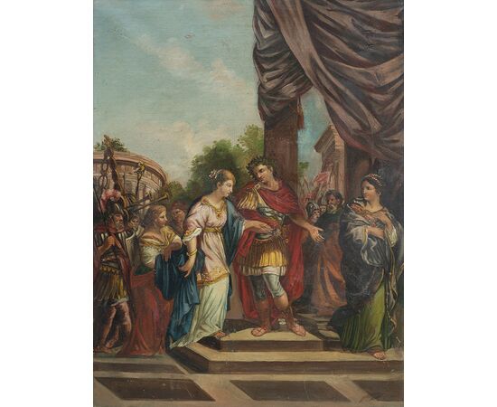 Dipinto antico Neoclassico raffigurante una scena mitologica. Napoli fine XVIII secolo.