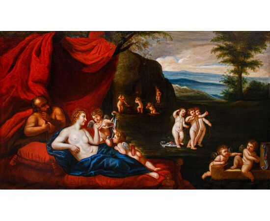 Cerchia di Francesco Albani (Bologna, 1578 – 1660), Il riposo di Venere e Vulcano 