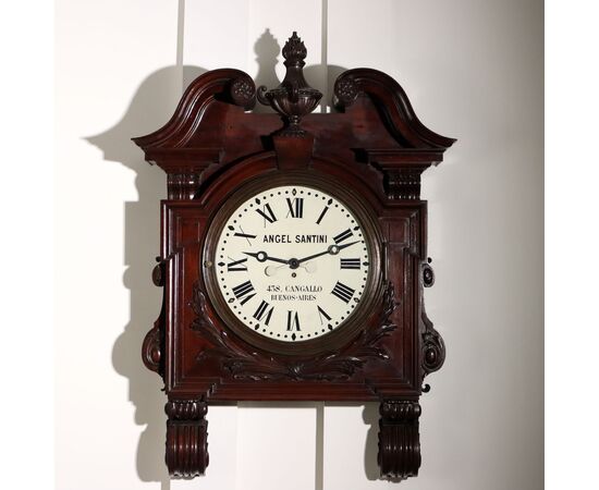 Grande Orologio Industrial in Mogano Argentina Fine XIX Secolo