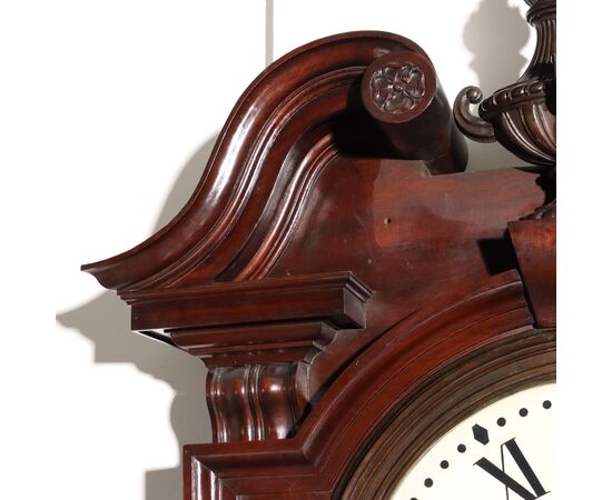 Grande Orologio Industrial in Mogano Argentina Fine XIX Secolo