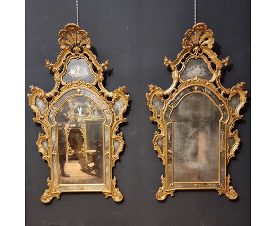 Coppia di Specchiere Veneziane del 1850 grande misura
