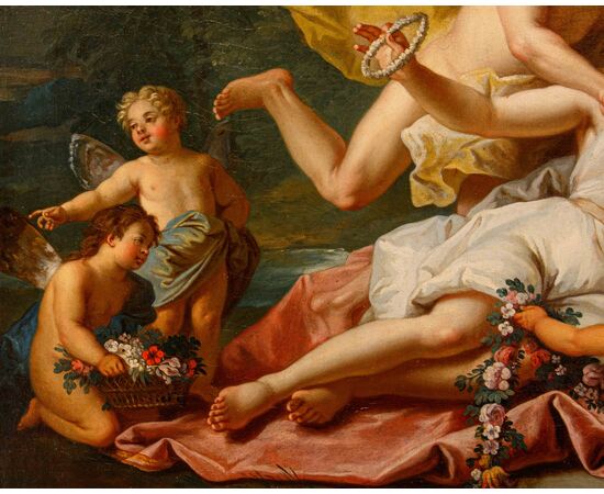 Antoine Coypel (Parigi, 1661 – 1722) (attr.), Zefiro e Flora e Cerere come allegoria della mietitura 