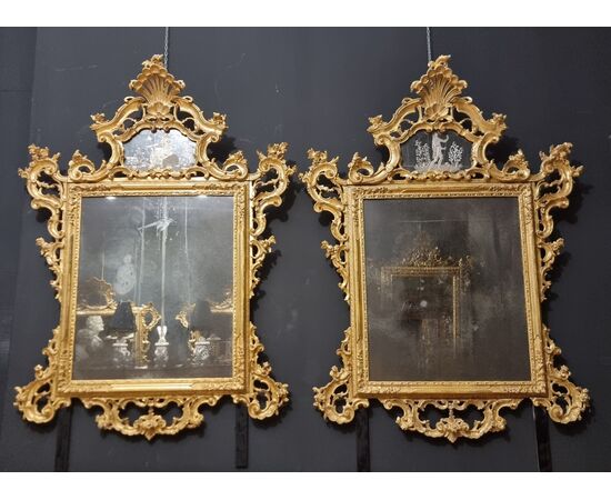 Coppia di specchiere veneziane del 1850 grande misura da palazzo signorile 