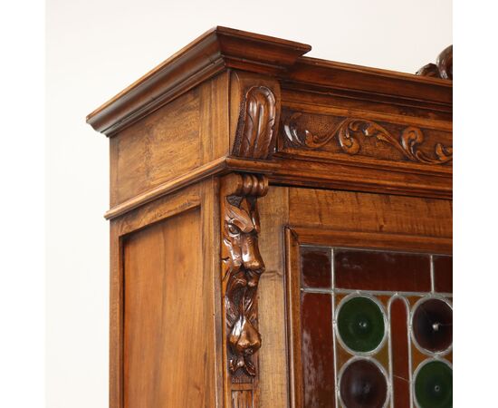 Credenza doppio Corpo in Stile Neobarocco Italia, Fine XIX Secolo
