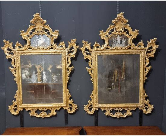 Coppia di specchiere veneziane del 1850 grande misura da palazzo signorile 