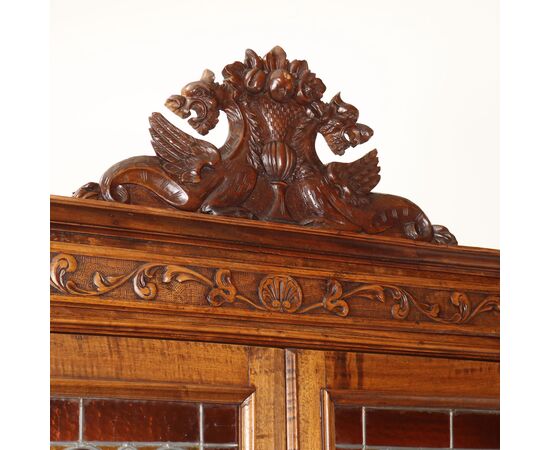 Credenza doppio Corpo in Stile Neobarocco Italia, Fine XIX Secolo