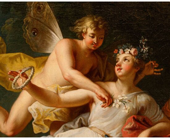 Antoine Coypel (Parigi, 1661 – 1722) (attr.), Zefiro e Flora e Cerere come allegoria della mietitura 