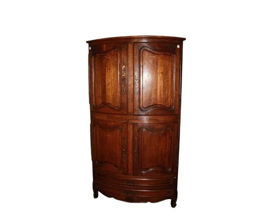 Grande Angoliera Stile Provenzale in Legno di Noce con 4 Ante e 2 Cassetti