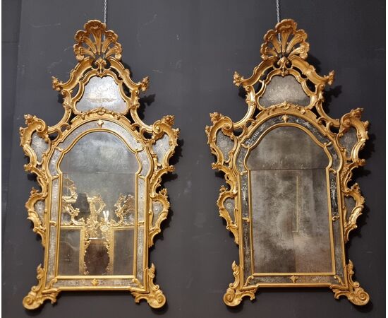 Coppia di Specchiere Veneziane del 1850 grande misura