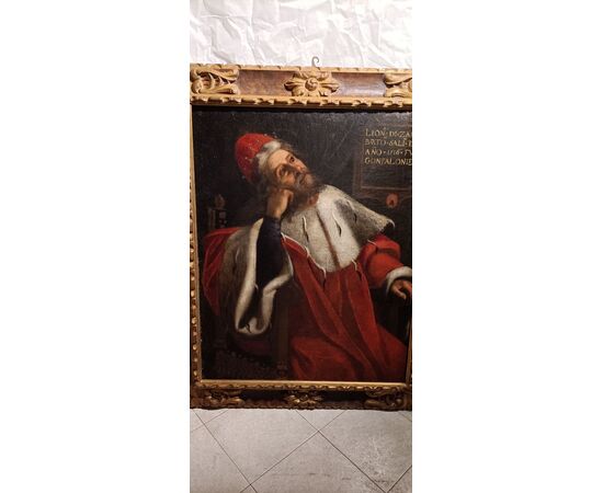 Ritratto di Zanoni Bartolini Salimbeni gonfaloniere nel 1516 - Toscana primo '600 - olio su tela