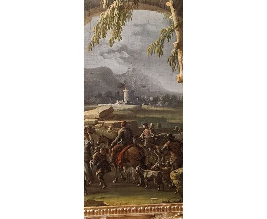 Paesaggio con figure e rovine - Gennaro Greco (Napoli 1665-1714) - Fine '600 - olio su tela