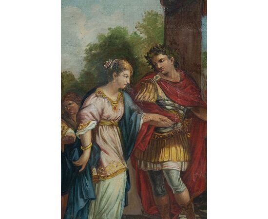 Dipinto antico Neoclassico raffigurante una scena mitologica. Napoli fine XVIII secolo.