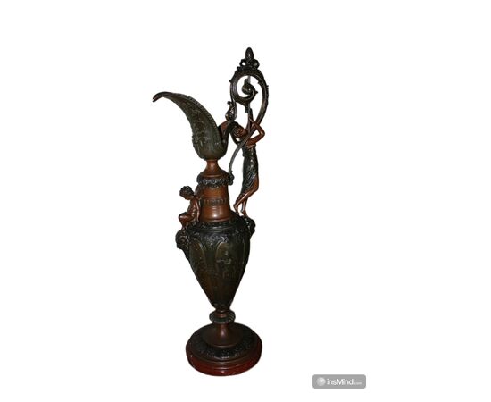 Vaso ad Anfora Francese in metallo del 1800 con Figure