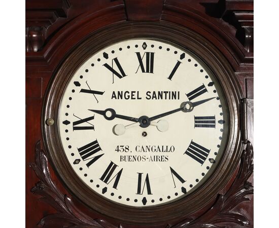 Grande Orologio Industrial in Mogano Argentina Fine XIX Secolo