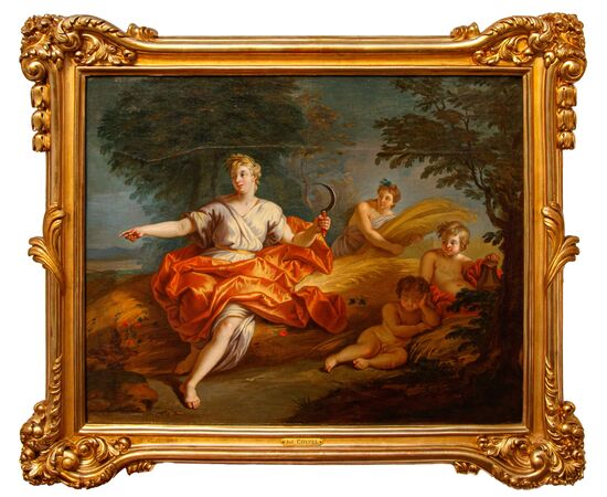 Antoine Coypel (Parigi, 1661 – 1722) (attr.), Zefiro e Flora e Cerere come allegoria della mietitura 