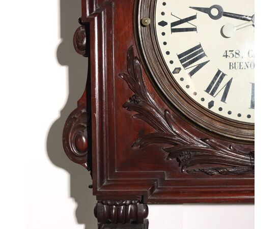Grande Orologio Industrial in Mogano Argentina Fine XIX Secolo