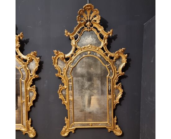 Coppia di Specchiere Veneziane del 1850 grande misura