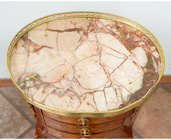 Pair of antique Napoleon III bedside tables in precious exotic woods. France 19th century.