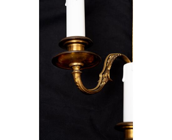 Pair of antique "Ventoline" mirrors, Napoleon III style, in gilded and chiseled bronze. France, 19th century.