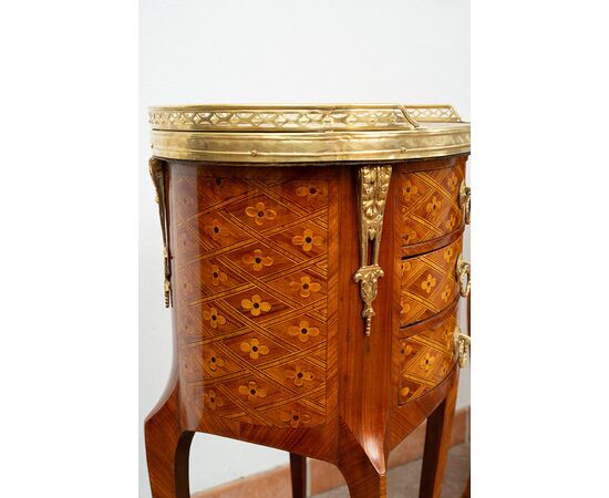 Pair of antique Napoleon III bedside tables in precious exotic woods. France 19th century.