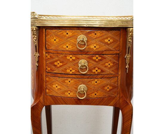 Pair of antique Napoleon III bedside tables in precious exotic woods. France 19th century.