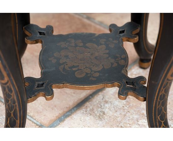 Pair of antique Napoleon III stools in ebonized wood. France 19th century.