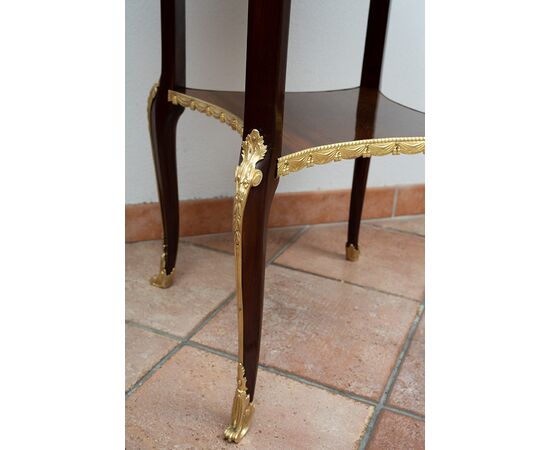 Antique Napoleon III mahogany side table with gilded bronze inlays. France, 19th century.