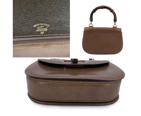 GUCCI Borsa a Mano Vintage in Pelle Col. Marrone Bamboo Top Handle M