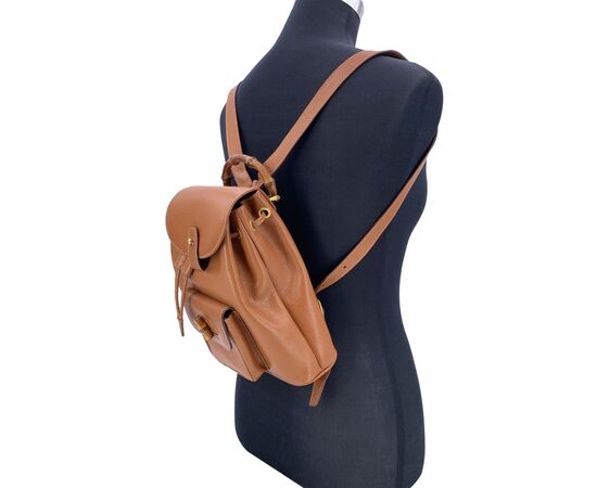 GUCCI Zaino Vintage in Pelle Col. Beige Bamboo S