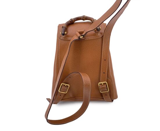 GUCCI Zaino Vintage in Pelle Col. Beige Bamboo S