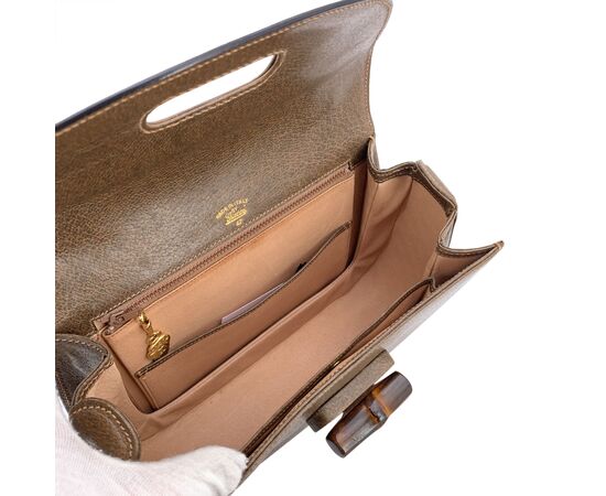 GUCCI Borsa a Mano Vintage in Pelle Col. Marrone Bamboo Top Handle M