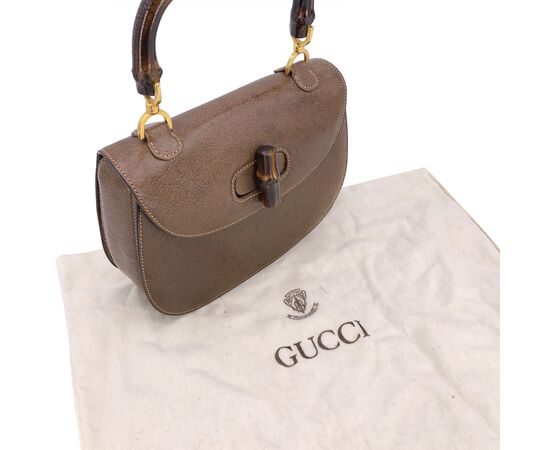 GUCCI Borsa a Mano Vintage in Pelle Col. Marrone Bamboo Top Handle M