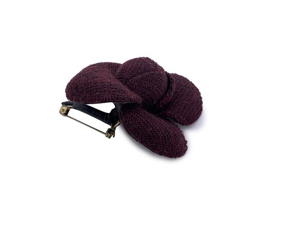 CHANEL Spilla Vintage in Tela Col. Marrone Camelia