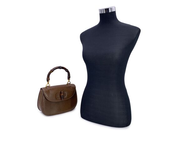 GUCCI Borsa a Mano Vintage in Pelle Col. Marrone Bamboo Top Handle M