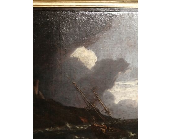 Filippo Teodoro di Liagno, known as Filippo d'Angeli or Filippo Napoletano (Rome, 1589 – Rome, 1629) - Marine Storm - oil on canvas