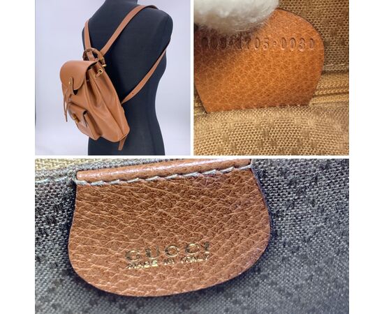 GUCCI Zaino Vintage in Pelle Col. Beige Bamboo S