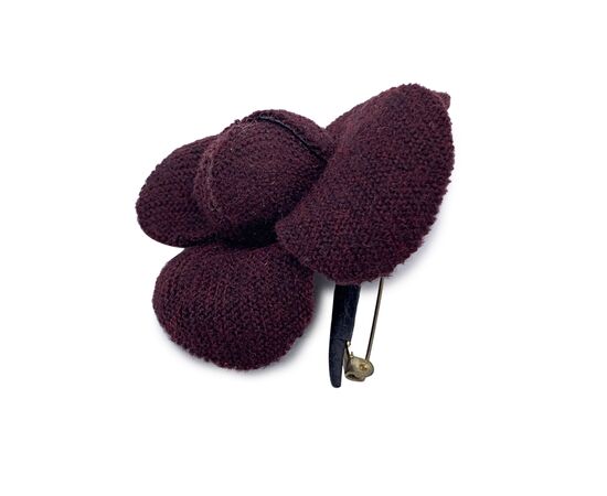 CHANEL Spilla Vintage in Tela Col. Marrone Camelia