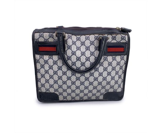 GUCCI Borsa a Mano Vintage in Tela Col. Blu Ophidia M