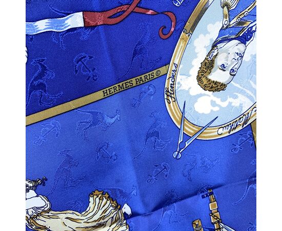HERMES Foulard Vintage in Seta Col. Blu Carre 90