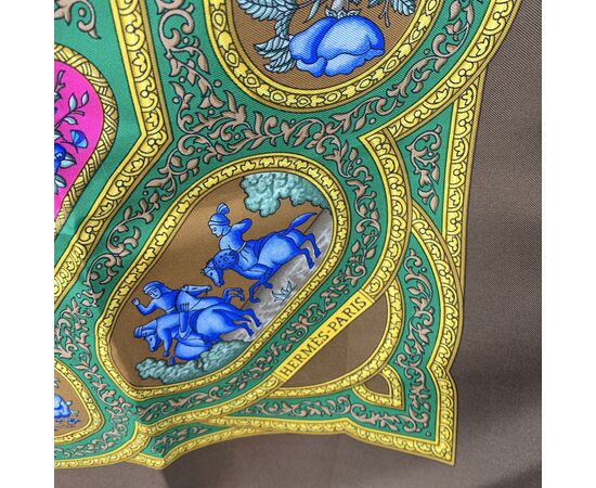 HERMES Foulard Vintage in Seta Col. Marrone Carre 90