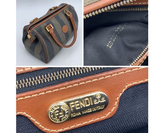 FENDI Borsa a Mano Vintage in Tela Col. Marrone Double F S