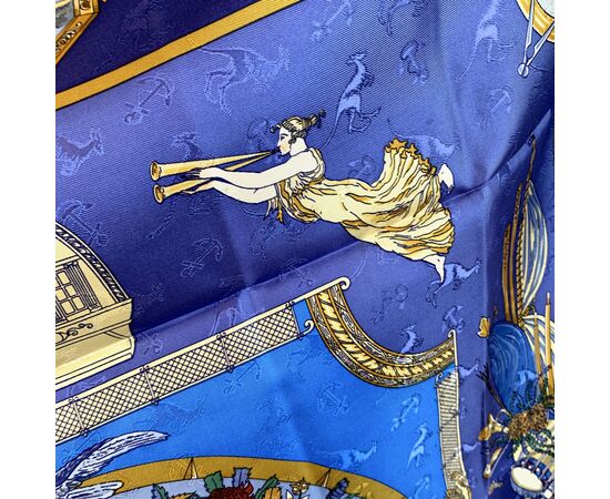 HERMES Foulard Vintage in Seta Col. Blu Carre 90