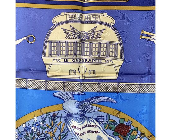HERMES Foulard Vintage in Seta Col. Blu Carre 90
