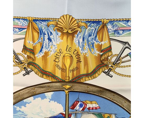 HERMES Foulard Vintage in Seta Col. Blu Carre 90
